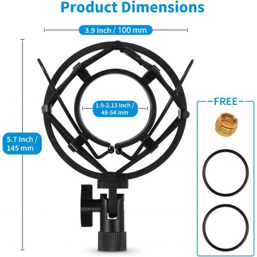  [아마존베스트]Microphone wind protection for 49-54 mm, moukey microphone shock mount mic pop filter shield U type for 49-70 mm mic for example AT2020 AT4033 AT2050 AT2035 CAD U37-MMs-9