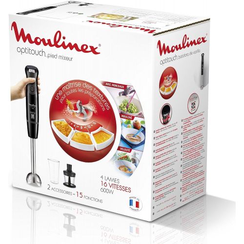  Moulinex optitouch Stabmixer (600W, 1Zubehoer, 16Stufen, Activflow Technologie)