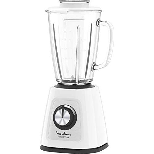  Moulinex Blendforce Cristal LM430110 Standmixer mit Glasaufsatz, 800 W, 4 Klingen mit Eiszerkleinerfunktion, 3 Geschwindigkeiten, einfache Reinigung und thermoresistenter 1,75-l-Gl