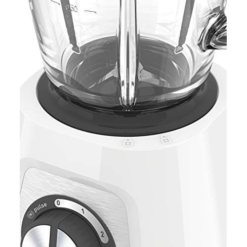  Moulinex Blendforce Cristal LM430110 Standmixer mit Glasaufsatz, 800 W, 4 Klingen mit Eiszerkleinerfunktion, 3 Geschwindigkeiten, einfache Reinigung und thermoresistenter 1,75-l-Gl