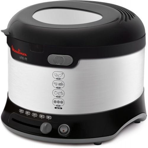  Moulinex AF 133D Fritteuse Uno M / 1600 Watt/warmeisoliert / 1 kg Fassungsvermoegen, edelstahl-schwarz