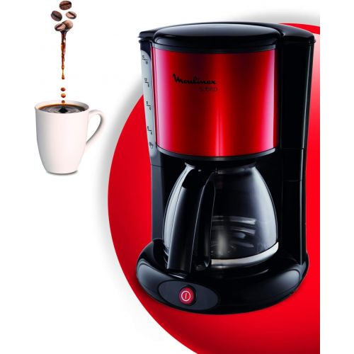  Moulinex FG360D11 Glas-Kaffeemaschine Subito Metallic, rot