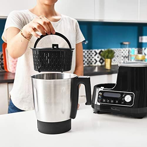  [아마존베스트]Moulinex HF4568 Click Chef Food Processor with Cooking Function (1400 Watts, 12 Speeds, Total Volume 3.6 Litres, 28 Functions with Accessories and Recipe Booklet) Black