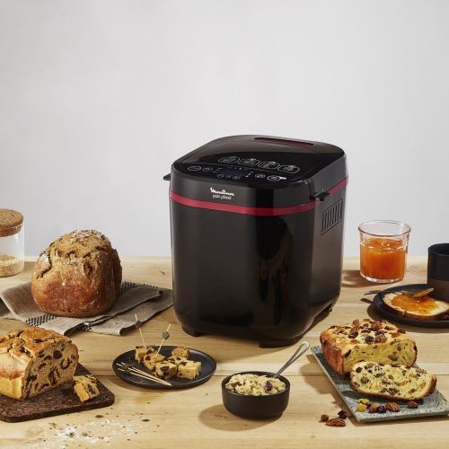  [아마존베스트]Moulinex Program Bread Maker Plastic 31 x 29 x 29 cm Black/Purple