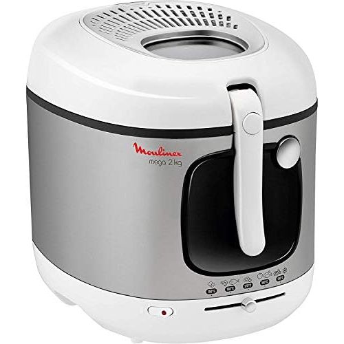  [아마존베스트]Moulinex AM4800 Mega 2 kg Fryer with Oil Anti-Odour Filter Adjustable Temperature Easy Cleaning Crispy Chips 1,800 Watt for up to 8 People White/Silver