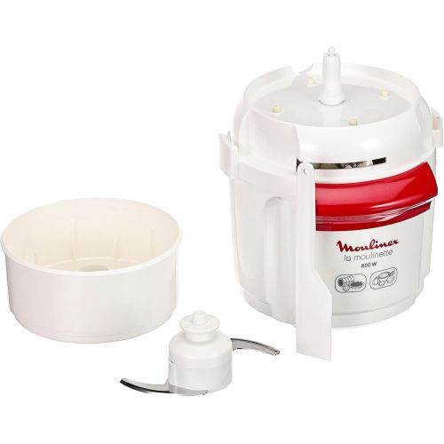  Moulinex AD5601 Moulinette Chopper, 800 W, Chopping, Mixing and Short, System 1 2 3 Quick Operation, Stainless Steel Blade, White and Red, Black