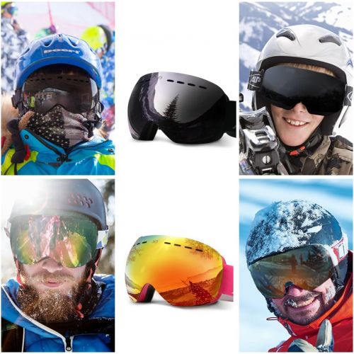  [아마존베스트]Mounchain Ski Goggles, OTG Snowboard Goggles 100% UV Protection, Snow Goggles Anti-Fog, Helmet Compatible, Interchangeable Lens for Men Women Skiing Snowmobile Skating