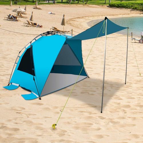  Mounchain Beach Tent Outdoors Easy Setup Portable Sun Shelter Quick Pop Up Cabana Canopy Super Bluecoast Beach Umbrella UV50+ Sun Protection Fabric Beach Tent