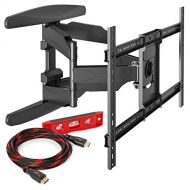 Mount Factory Heavy-Duty Full Motion TV Wall Mount - Articulating Swivel Bracket Fits Flat Screen Televisions from 42” to 70” (VESA 400 x 600 Compatible)  Tilt Swing Out Arm with 10 HDMI Cable