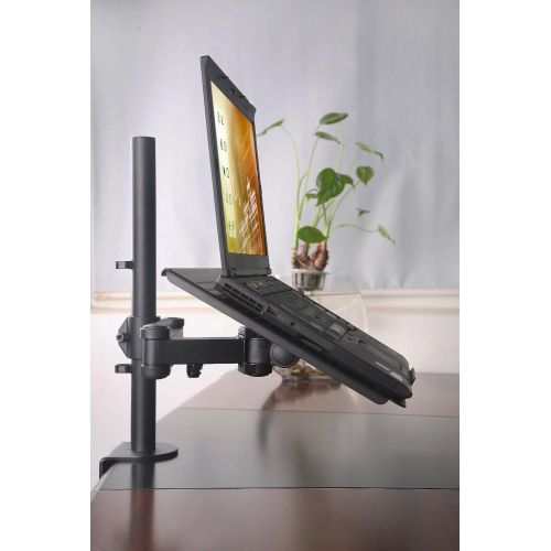  Mount-It! Laptop Notebook Desk Mount Stand with Full Motion Height Adjustable Holder, Articulating Vented Cooling Platform, Fits Up to 17 Inch Computers, Clamp Mounting, 22 Lb Capa