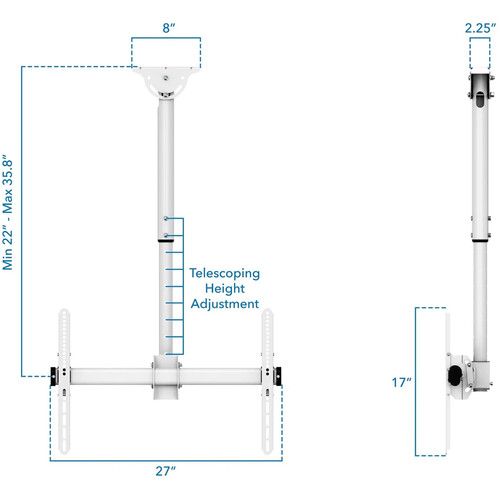  Mount-It! MI-509B_WHT Full Motion Ceiling TV Mount for 32 to 70