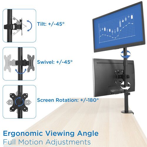  Mount-It! Vertical Dual-Monitor Desk Mount for 13 to 32