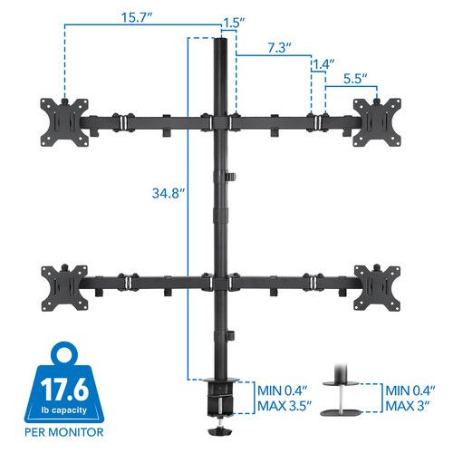  Mount-It! Quad-Monitor Desk Mount for 19 to 32