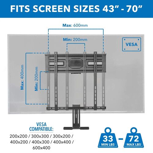  Mount-It! MI-395 Pull-Down Fireplace TV Mount with Spring Arm for 43 to 70