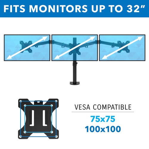  Mount-It! Full Motion Triple Monitor Desk Mount for 24 to 32