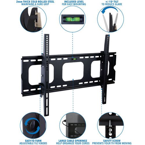  Mount-It! Heavy-Duty Tilting Low Profile Wall Mount for 32-65