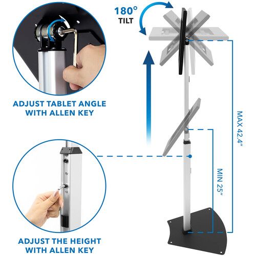  Mount-It! Anti-Theft Tablet Floor Stand with Height Adjustment for Apple iPad