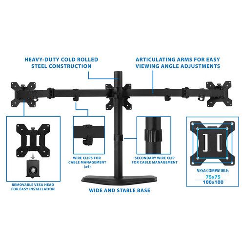  Mount-It! MI-2789 Triple Monitor Stand for 19 to 27