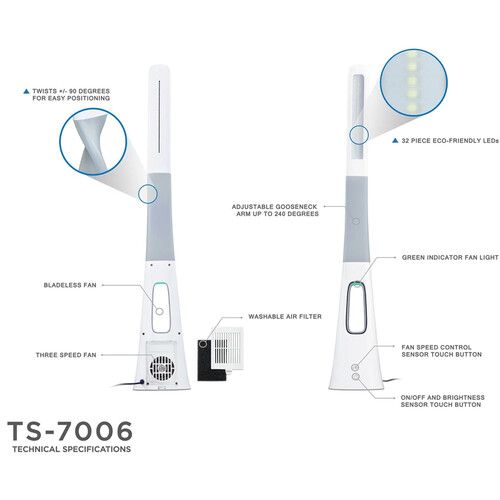  Mount-It! Turcom AirLight Ultralight LED Desk Lamp