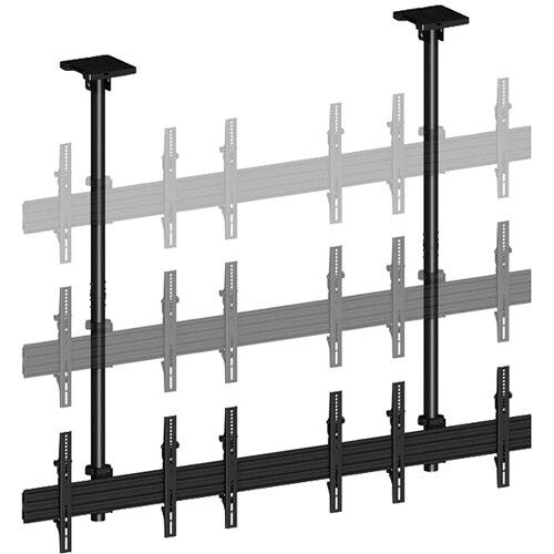  Mount-It! Three-Screen Dual-Pole Ceiling Mount (Side-by-Side)