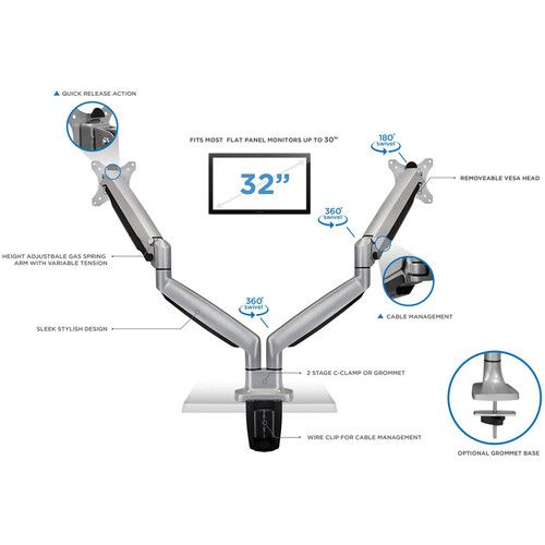  Mount-It! Dual-Monitor Desk Mount for Displays up to 32