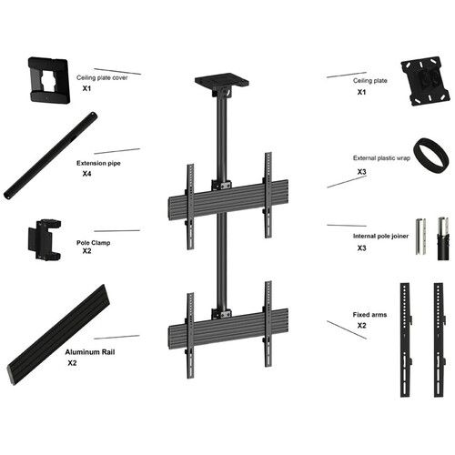  Mount-It! Dual-Screen Single-Pole Ceiling Mount (Top-to-Bottom)