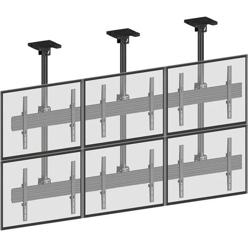 Mount-It! Six-Screen Three-Pole Ceiling Mount (2 Top-to-Bottom, 3 Side-by-Side)