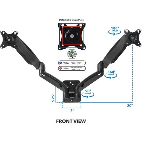  Mount-It! Dual Arm Monitor Wall Mount for 13 to 27