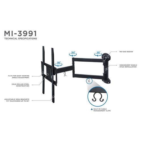  Mount-It! Full-Motion Wall Mount for 32 to 55
