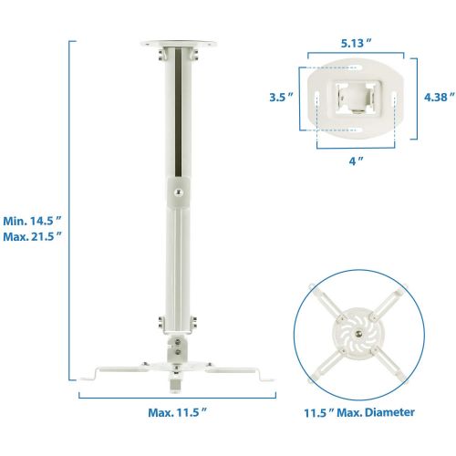  [아마존베스트]Mount-It! Ceiling Projector Mount Height Adjustable Universal Stand Fits Epson Optoma Benq Viewsonic Projectors, 30 Lbs Capacity (Medium)