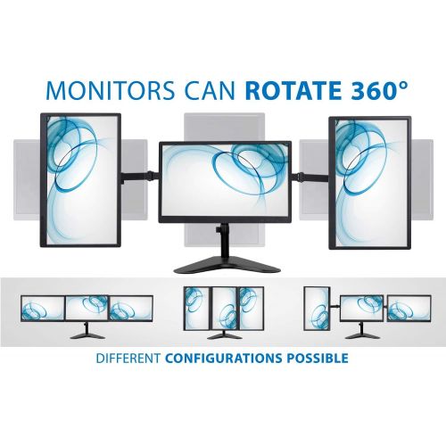  [아마존 핫딜]  [아마존핫딜]Mount-It! Triple Monitor Stand | 3 Monitor Stand Fits 19 20 21 22 23 24 Inch Computer Screens | Free Standing and Grommet Bases | Three Heavy Duty Full Motion Adjustable Arms | VES