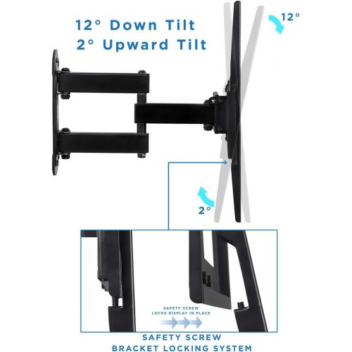  [아마존 핫딜] [아마존핫딜]Mount-It! Full Motion TV Wall Mount Corner Bracket, VESA 400 x 400 Compatible, Extending Arm Articulating, Swivel, Tilt Fits 32, 37, 40, 42, 47, 50 Inch TVs, 66 Lbs Capacity Black