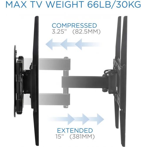  [아마존 핫딜] [아마존핫딜]Mount-It! Full Motion TV Wall Mount Corner Bracket, VESA 400 x 400 Compatible, Extending Arm Articulating, Swivel, Tilt Fits 32, 37, 40, 42, 47, 50 Inch TVs, 66 Lbs Capacity Black