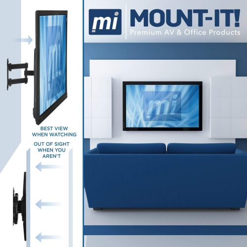  [아마존 핫딜] [아마존핫딜]Mount-It! Full Motion TV Wall Mount Corner Bracket, VESA 400 x 400 Compatible, Extending Arm Articulating, Swivel, Tilt Fits 32, 37, 40, 42, 47, 50 Inch TVs, 66 Lbs Capacity Black