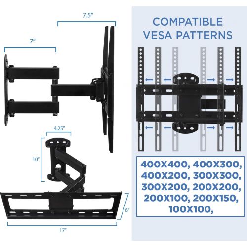  [아마존 핫딜] [아마존핫딜]Mount-It! Full Motion TV Wall Mount Corner Bracket, VESA 400 x 400 Compatible, Extending Arm Articulating, Swivel, Tilt Fits 32, 37, 40, 42, 47, 50 Inch TVs, 66 Lbs Capacity Black