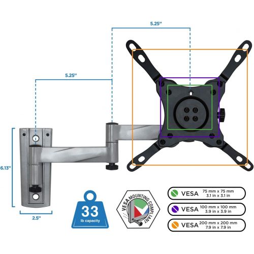  [아마존 핫딜] [아마존핫딜]Mount-It! RV TV Mount, Lockable Full Motion TV Wall Mount Designed Specifically for RV or Mobile Home Use Single Arm Tilting and Swiveling 42 Inches Max, 33 Lb Load Capacity, up to