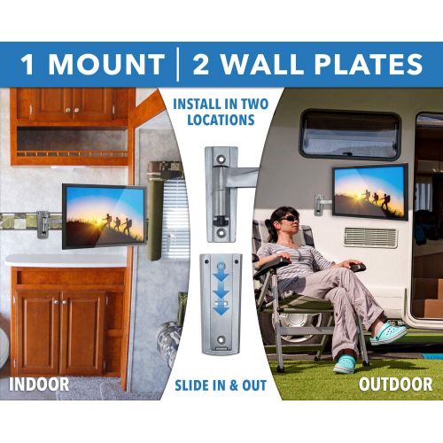  [아마존 핫딜] [아마존핫딜]Mount-It! RV TV Mount, Lockable Full Motion TV Wall Mount Designed Specifically for RV or Mobile Home Use Single Arm Tilting and Swiveling 42 Inches Max, 33 Lb Load Capacity, up to