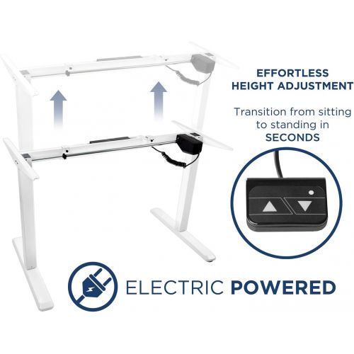  [아마존 핫딜] [아마존핫딜]Mount-It! Electric Standing Desk Frame | Height Adjustable Motorized Sit Stand Desk Base with Controller | Single Motor Stand Up Ergonomic Workstation | Steel Legs | White
