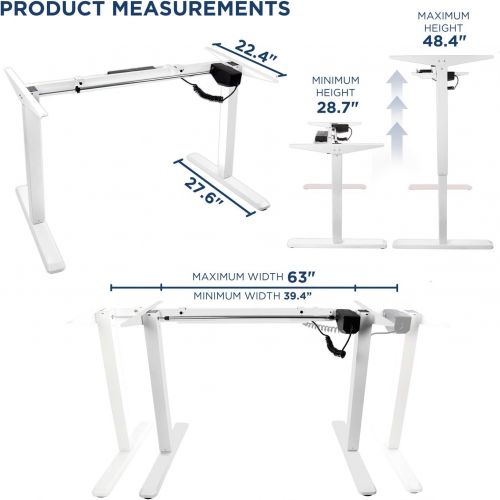  [아마존 핫딜] [아마존핫딜]Mount-It! Electric Standing Desk Frame | Height Adjustable Motorized Sit Stand Desk Base with Controller | Single Motor Stand Up Ergonomic Workstation | Steel Legs | White