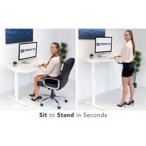  [아마존 핫딜] [아마존핫딜]Mount-It! Electric Standing Desk Frame | Height Adjustable Motorized Sit Stand Desk Base with Controller | Single Motor Stand Up Ergonomic Workstation | Steel Legs | White