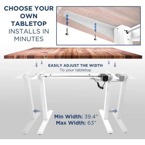  [아마존 핫딜] [아마존핫딜]Mount-It! Electric Standing Desk Frame | Height Adjustable Motorized Sit Stand Desk Base with Controller | Single Motor Stand Up Ergonomic Workstation | Steel Legs | White