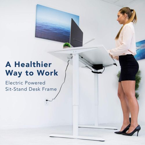  [아마존 핫딜] [아마존핫딜]Mount-It! Electric Standing Desk Frame | Height Adjustable Motorized Sit Stand Desk Base with Controller | Single Motor Stand Up Ergonomic Workstation | Steel Legs | White