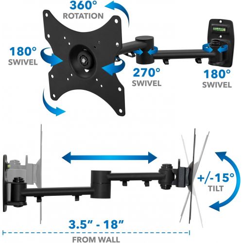  [아마존베스트]Mount-It! TV Wall Mount Bracket | Quick Release | Full Motion Swing Out Tilt Swivel | Articulating Arm for 13-42 Flat Screens and Monitors | VESA 75 to 200 | 44 Pound Capacity | RV