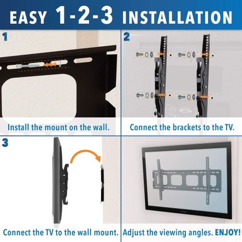  [아마존베스트]Mount-It! Tilting TV Wall Mount Bracket For Samsung Sony Vizio LG Panasonic TCL VESA 200x200 400x400 600x400 850x450 Compatible Premium Tilt 220 Lbs Capacity, Size 42-80 inch