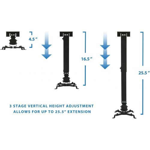  [아마존베스트]Mount-It! Wall or Ceiling Projector Mount with Universal LCD/DLP Mounting for Epson, Optoma, Benq, ViewSonic Projectors, 44lb Load Capacity, Black (MI-604)