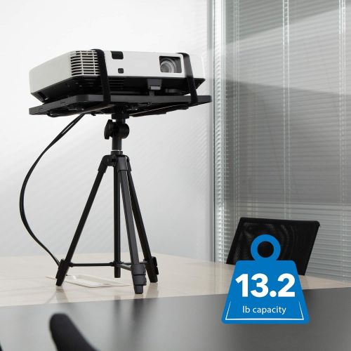  Mount-It! Projector Tripod Stand - Tilting Tray Provides Perfect Viewing Angles Stable on Carpet, Hardwood & Grass - Double Harness Straps Built in Folding Projector Mount fits into Nylon Ca