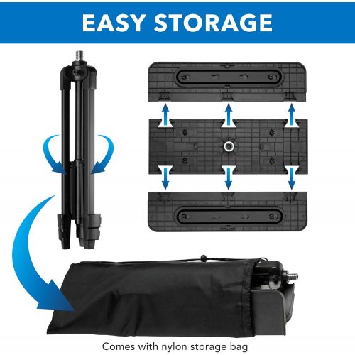  Mount-It! Projector Tripod Stand - Tilting Tray Provides Perfect Viewing Angles Stable on Carpet, Hardwood & Grass - Double Harness Straps Built in Folding Projector Mount fits into Nylon Ca