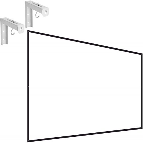  Mount-It! Projector Screen Wall Mount L-Brackets Wall Hanging Bracket for Home Projector and Movie Screens and Portable Home Theater Projector Screen [100], White