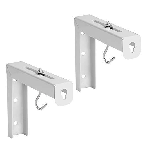  Mount-It! Projector Screen Wall Mount L-Brackets - Wall Hanging Bracket For Home Projector and Movie Screens, 6 inch Adjustable Mounting Hooks For Projection Screen, 1 Pair, White,