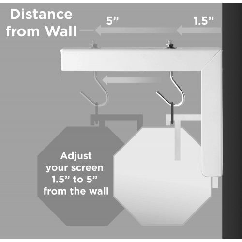  Mount-It! Projector Screen Wall Mount L-Brackets - Wall Hanging Bracket For Home Projector and Movie Screens, 6 inch Adjustable Mounting Hooks For Projection Screen, 1 Pair, White,